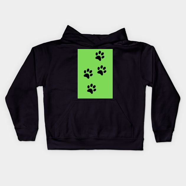 Black Pawprints on Light Green Kids Hoodie by Blue Butterfly Designs 